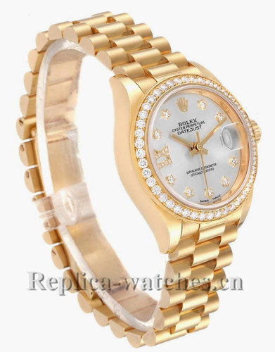 Replica Rolex President 279138 oyster case 26mm Silver dial Diamond Ladies Watch
