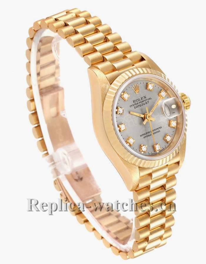 Replica Rolex President Datejust 69178 oyster case 26mm Silver dial Diamond Ladies Watch