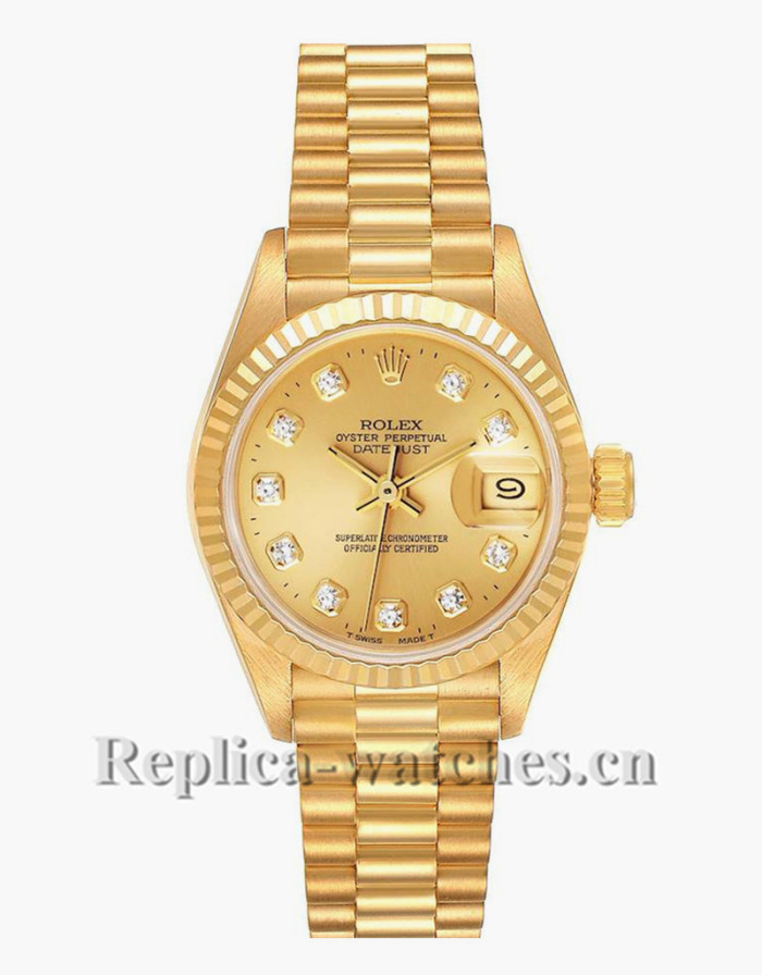 Replica Rolex President Datejust 69178 oyster case 26mm Diamond Dial Ladies Watch