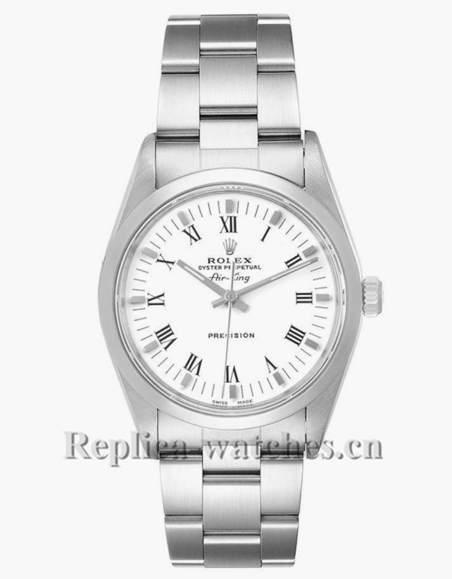 Replica Rolex Air King 14000 Stainless steel case 34mm White Dial Domed Bezel Mens Watch