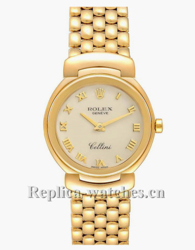 Replica Rolex Cellini 6621 Ivory Roman Dial 26mm Movement Ladies Watch