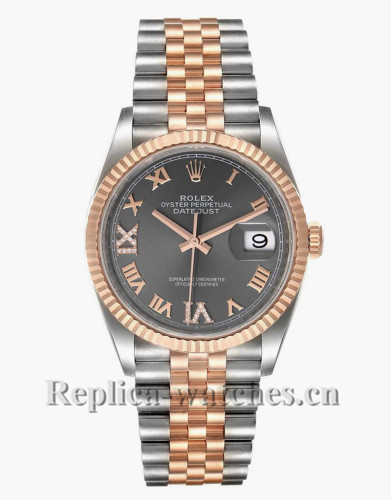 Replica Rolex Datejust 126231 Stainless steel case 36mm Grey dial Diamond Unisex Watch