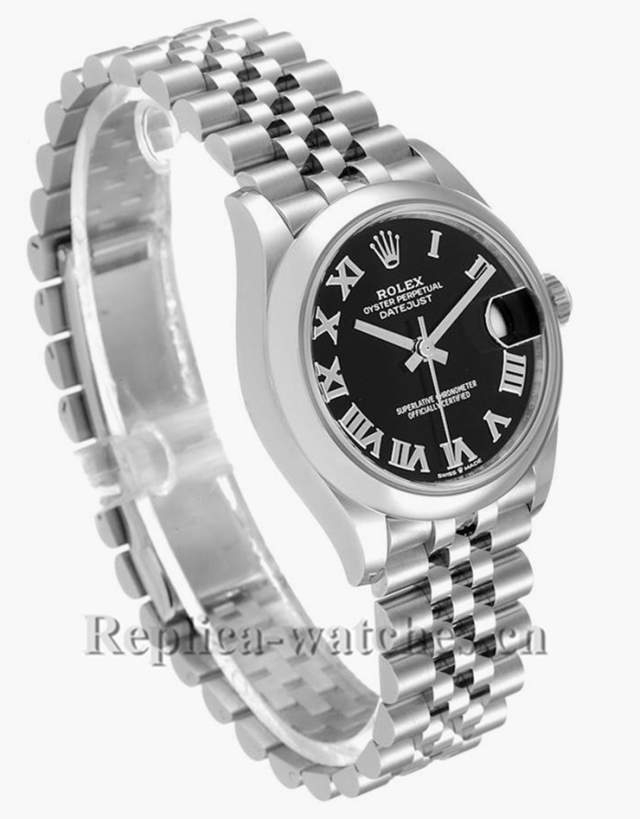 Replica Rolex Datejust Midsize 278240 Stainless steel oyster case 31mm Black Dial Ladies Watch