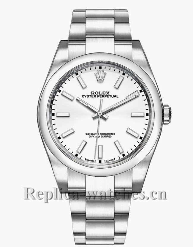 Replica Rolex Oyster Perpetual 114300 stainless steel case 39mm White dial men's watch