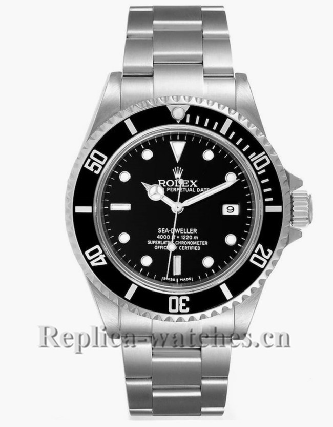 Replica Rolex Seadweller 1660 Stainless steel case 40mm Black Dial Steel Mens Watch