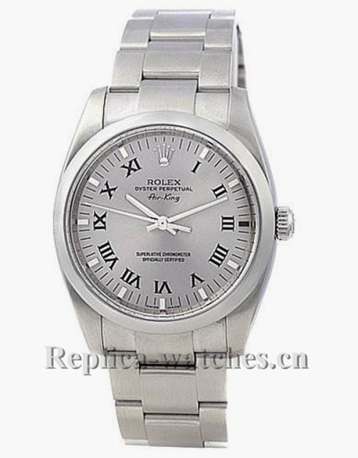 Replica Rolex Air King 114200  Oyster 34mm silver dial Perpetual Mens watch