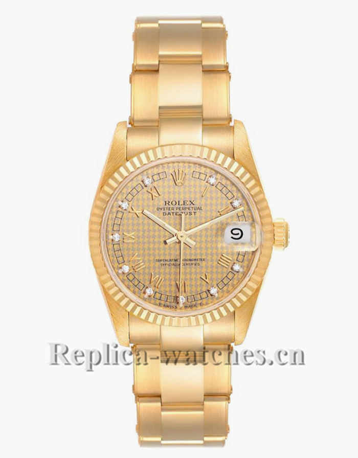 Replica Rolex 68278 Datejust oyster case 31mm champagne dial Diamond Ladies Watch 