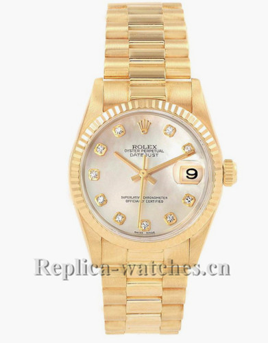 Replica Rolex President Datejust 68278 oyster case 31mm MOP Diamond Ladies Watch 