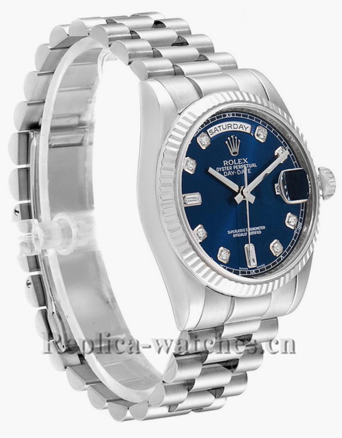 Replica Rolex President Day-Date 118239 Oyster case 36mm Blue Diamond Dial Mens Watch 
