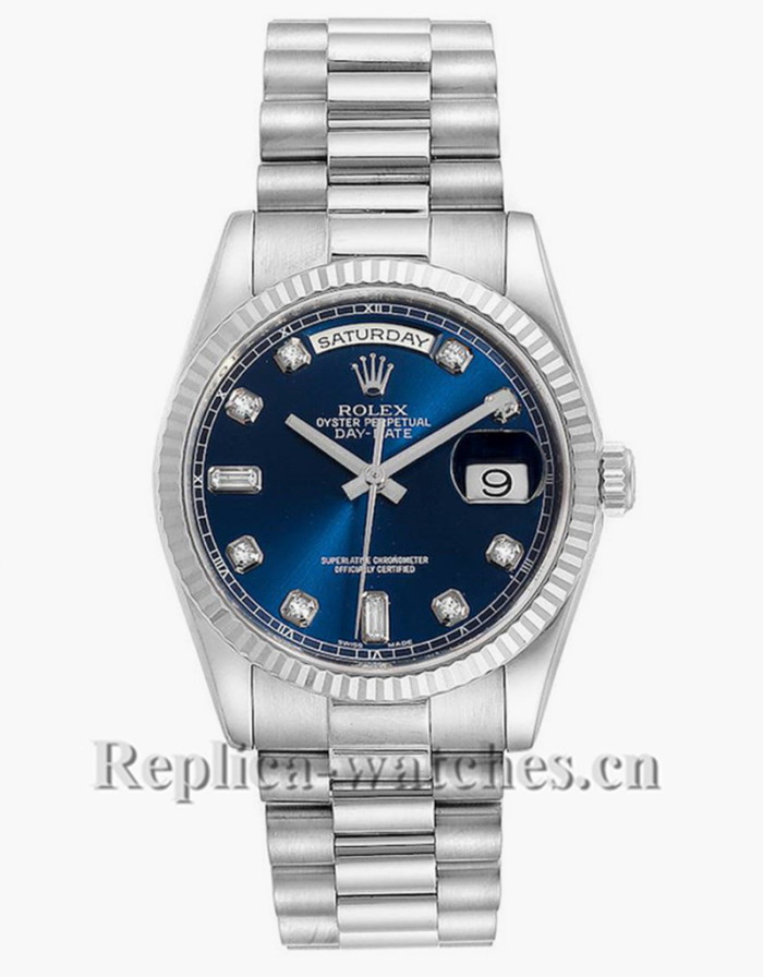 Replica Rolex President Day-Date 118239 Oyster case 36mm Blue Diamond Dial Mens Watch 