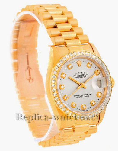 Replica Rolex President Datejust 68278  oyster case 31mm Silver dial Diamond Ladies Watch 