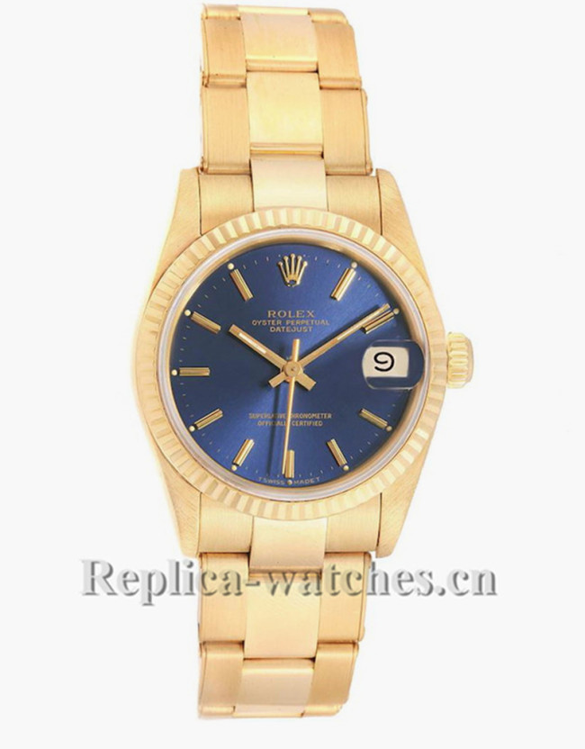 Replica Rolex President Datejust 68278 oyster case 31mm Blue Dial Ladies Watch 