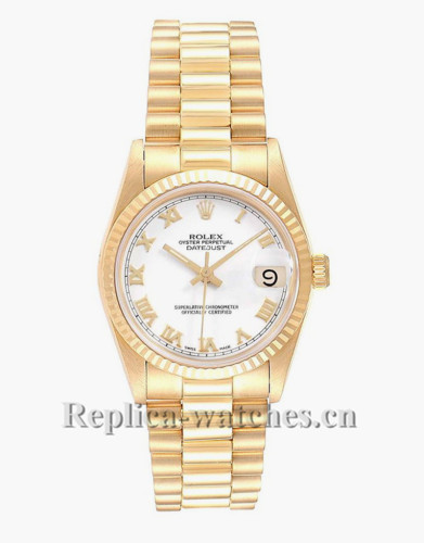 Replica Rolex President Datejust 68278 oyster case 31mm White Dial Ladies Watch
