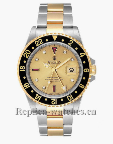 Replica Rolex GMT Master II 16713 Stainless steel case 40mm Champagne dial Mens Watch
