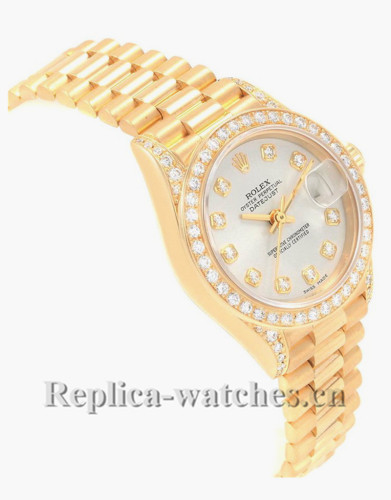 Replica Rolex President Datejust 69158 oyster case 26mm MOP Diamond Dial Ladies Watch 