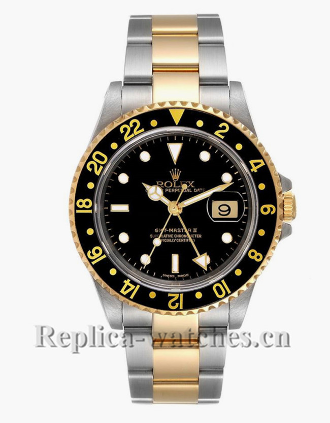 Replica Rolex GMT Master II 16713 Stainless steel case 40mm Black dial Mens Watch