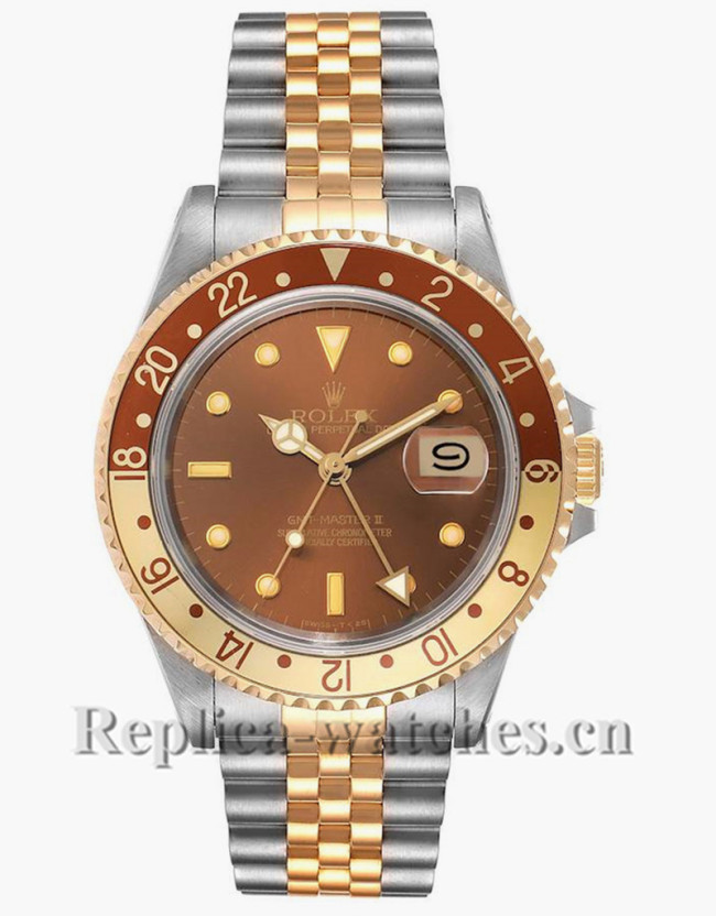 Replica Rolex GMT Master II 16713 Stainless steel case 40mm Bronze Rootbeer dial Mens Watch