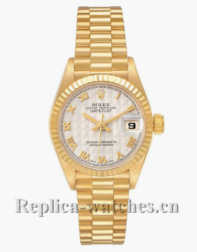 Replica Rolex President Datejust 69178 Ivory pyramid Dial oyster case 26mm Ladies Watch