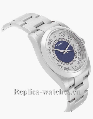Replica Rolex Oyster Perpetual 116000 Silver Blue Concentric Dial 36mm Unisex Watch 