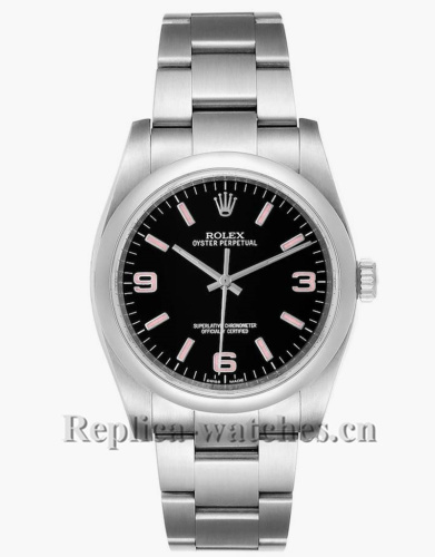 Replica Rolex Oyster Perpetual 116000 Pink Baton Black Dial 36mm Unisex Watch
