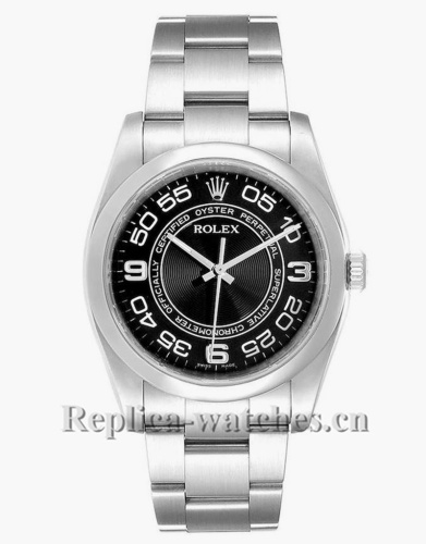Replica Rolex No Date 116000 Black Concentric Dial Stainless case 36mm Mens Watch