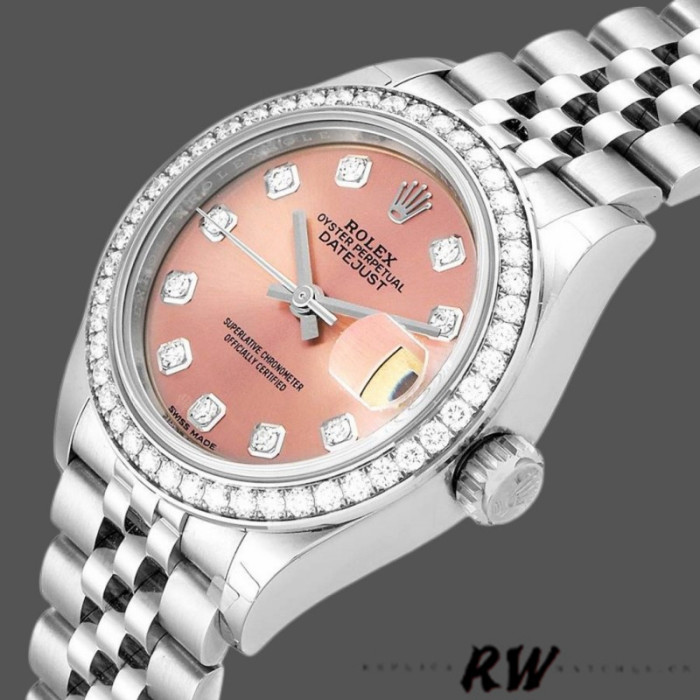 Rolex Datejust Steel White Gold Pink Dial 279384RBRPSJ 28mm Lady Replica Watch