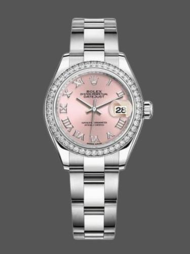 Rolex Datejust Diamond Bezel Pink Dial Roman Numerals hour markers 279136RBR 28mm Lady Replica Watch