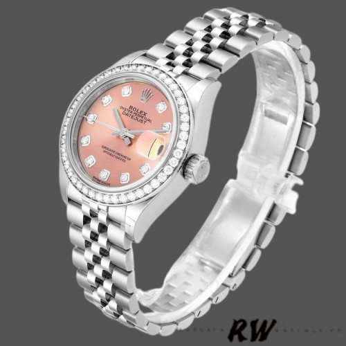 Rolex Datejust Steel White Gold Pink Dial 279384RBRPSJ 28mm Lady Replica Watch