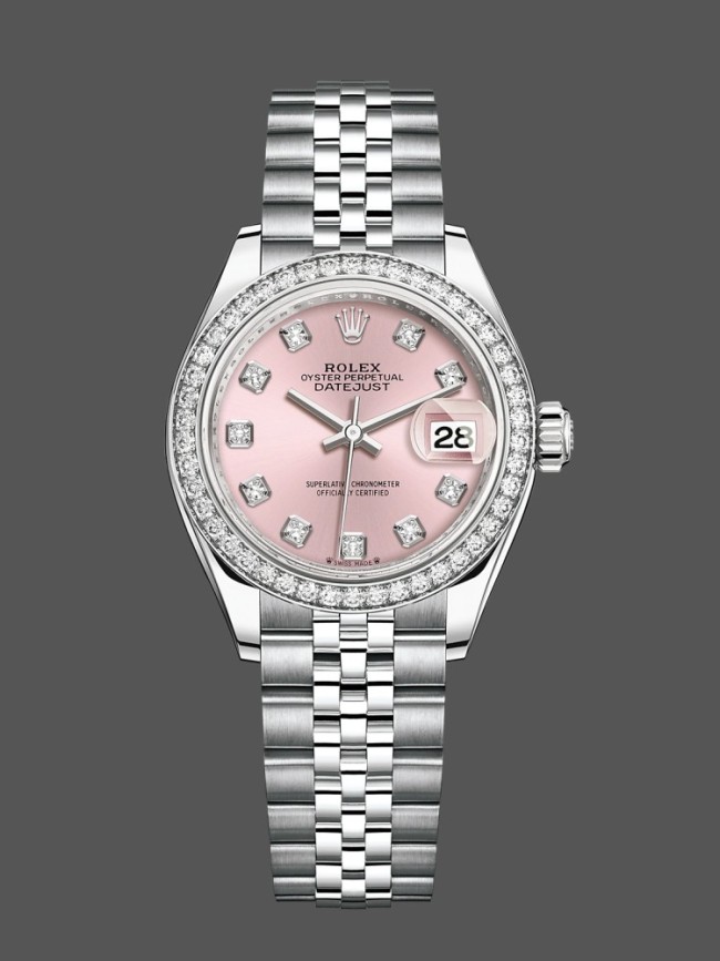 Rolex Datejust Steel White Gold Pink Dial 279384RBRPSJ 28mm Lady Replica Watch