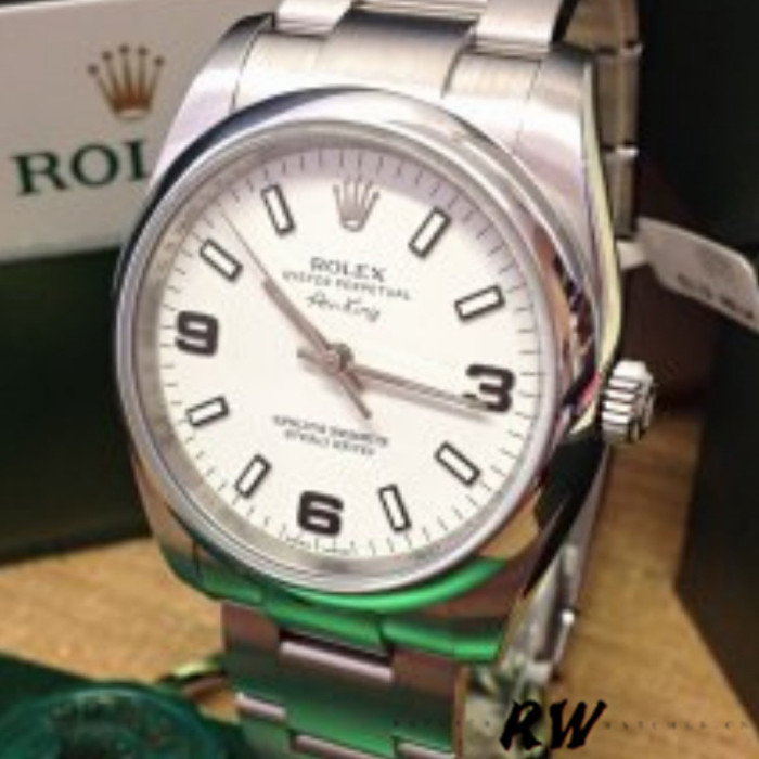 Rolex Oyster Perpetual Air-King 114200 White Dial 34mm Automatic Unisex replica watch