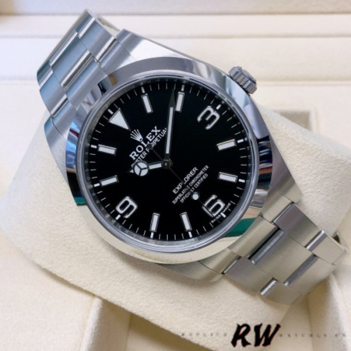 Rolex Explorer 214270 Stainless Steel Black Dial 39mm Mens Replica Watch