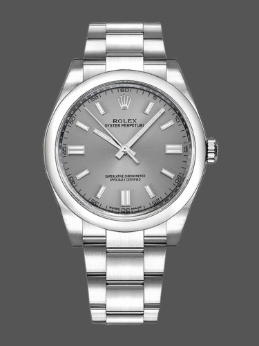 Rolex Oyster Perpetual 116000 Rhodium Grey Dial 36mm Unisex Replica Watch