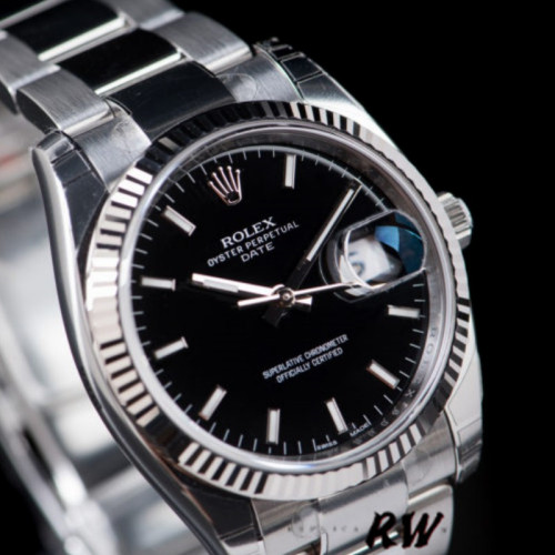 Rolex Oyster Perpetual Date 115234 Black Dial 34mm Unisex Replica Watch