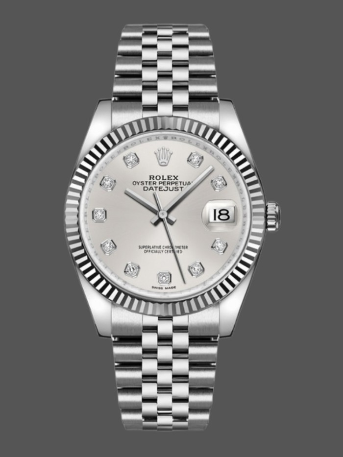 Rolex Datejust 116234-0084 Silver Diamond Dial 36mm Unisex Replica Watch