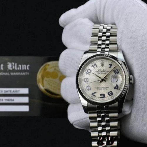 Rolex Datejust 116234 Silver Dial Blue Arabic Numeral Hour Markers 36mm Unisex Replica Watch
