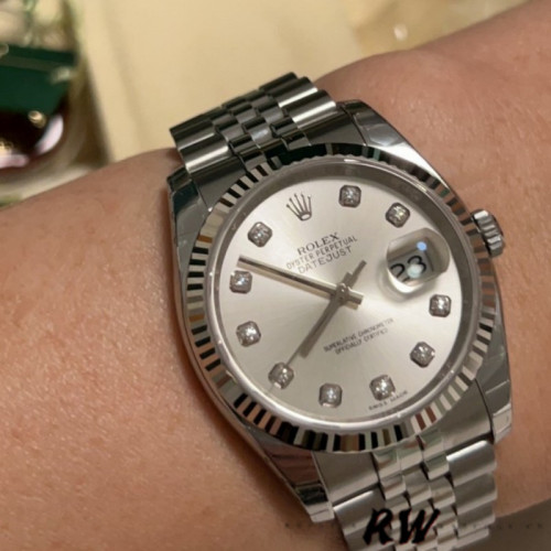 Rolex Datejust 116234-0084 Silver Diamond Dial 36mm Unisex Replica Watch