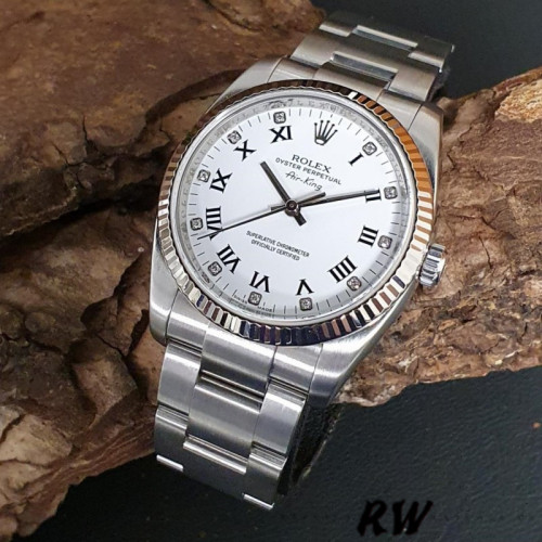Rolex Oyster Perpetual Air-King 114234 White Diamond Dial 34mm Unisex Replica Watch