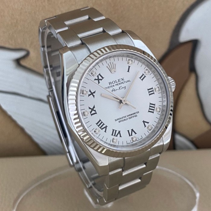 Rolex Oyster Perpetual Air-King 114234 White Diamond Dial 34mm Unisex Replica Watch
