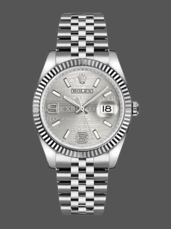 Rolex Datejust 116234-0159 Rhodium Wave Diamond Dial 36mm Unisex Replica Watch