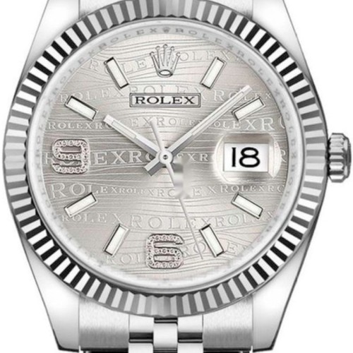 Rolex Datejust 116234-0159 Rhodium Wave Diamond Dial 36mm Unisex Replica Watch