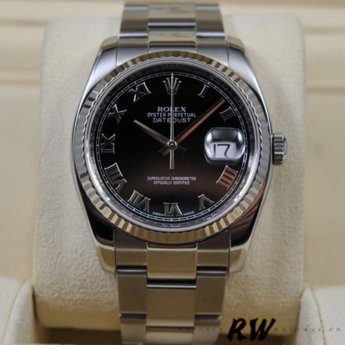 Rolex Datejust 116234 Roman Numeral Black Dial 36mm Unisex Replica Watch