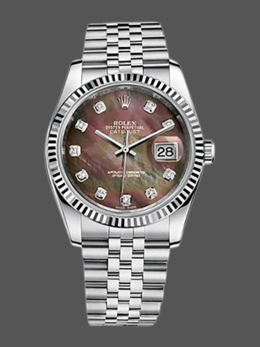 Rolex Datejust 116234 Black MOP Diamond Dial 36mm Unisex Replica Watch