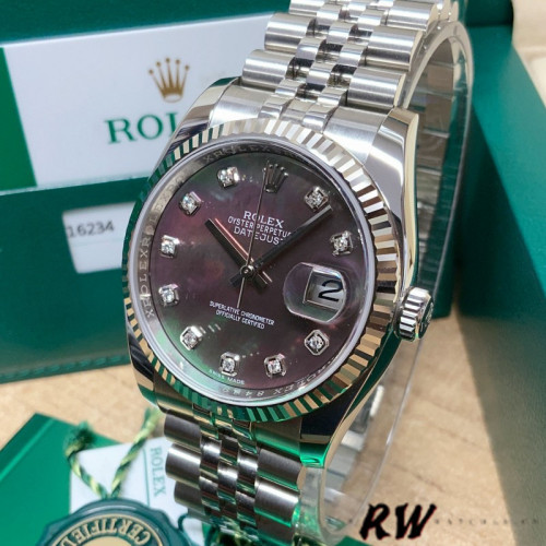 Rolex Datejust 116234 Black MOP Diamond Dial 36mm Unisex Replica Watch