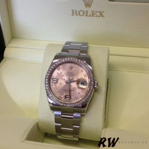 Rolex Datejust 116244 Stainless Steel Pink Floral Dial 36mm Lady Replica Watch