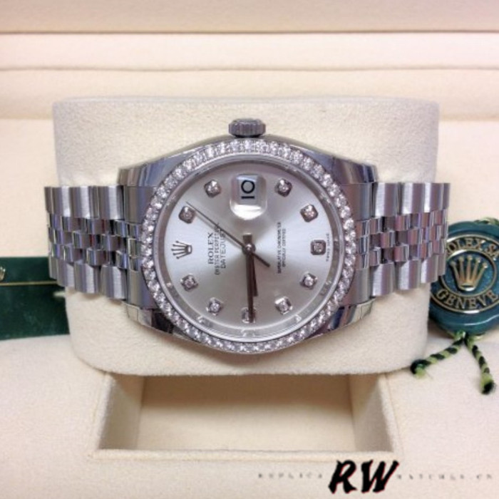 Rolex Datejust 116244 Silver Dial Diamonds 36mm Lady Replica Watch