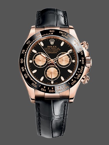 Rolex Cosmograph Daytona 116515 Leather strap Black Dial 40mm Mens Replica Watch
