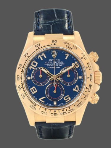 Rolex Cosmograph Daytona 116518 Leather strap Blue Dial 40mm Mens Replica Watch