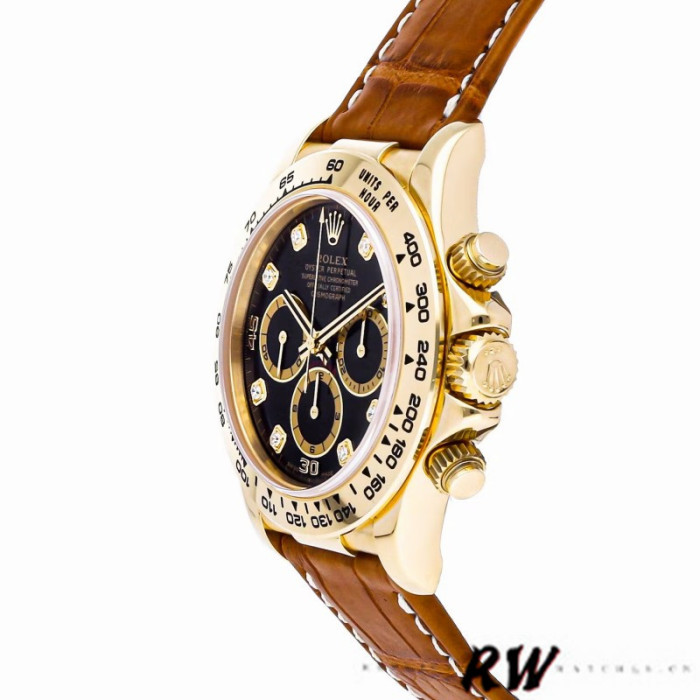 Rolex Daytona 16518 Black Diamond Dial Leather strap 40mm Mens Replica Watch