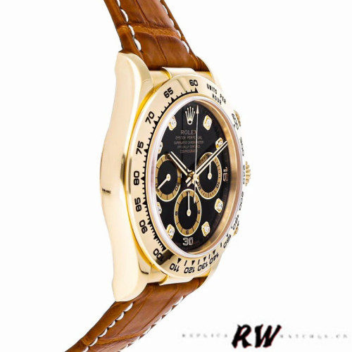 Rolex Daytona 16518 Black Diamond Dial Leather strap 40mm Mens Replica Watch