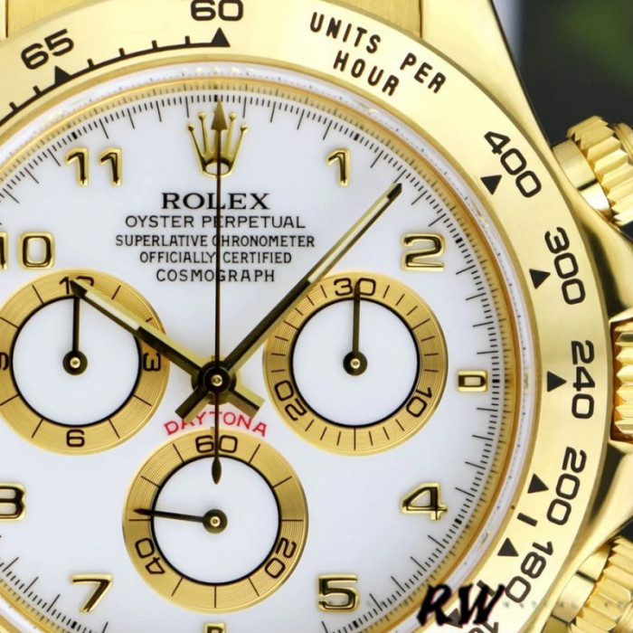 Rolex Daytona 116518 Yellow Gold White Dial 40mm Mens Replica Watch